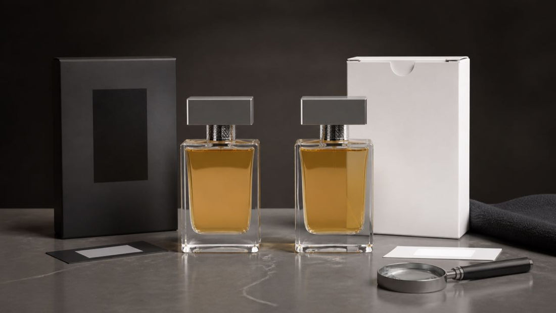 Perfume comercial y tester auténtico con empaques diferentes